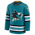 thumbnail image 2 of Men's Fanatics Macklin Celebrini Teal San Jose Sharks Home Premium Jersey, 2 of 3