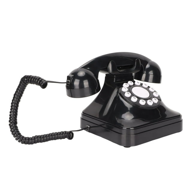 Retro Telephone, Old Fashion Backup Function Noise Canceling Button Dial Flash Memory Function Corded Phone Black For Office