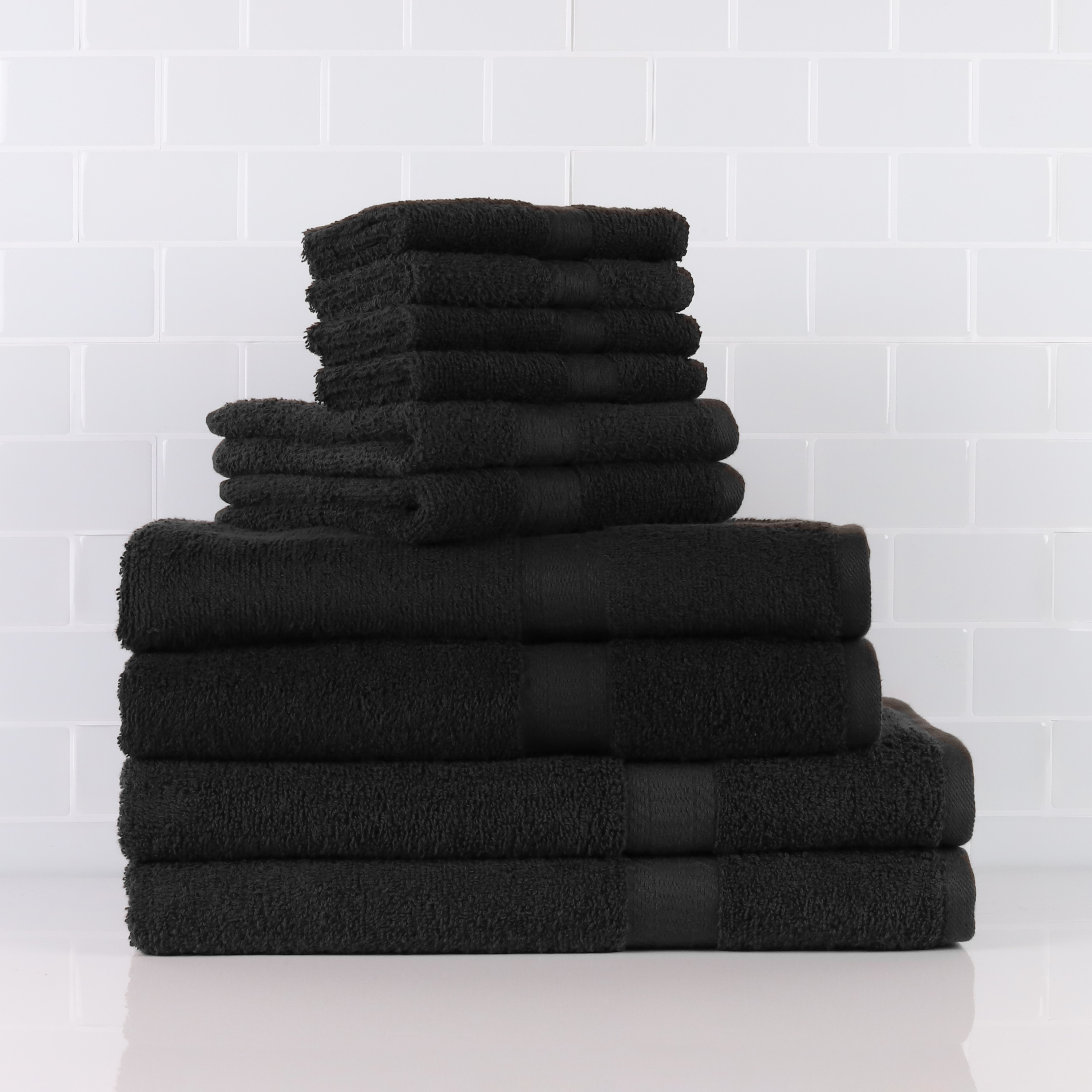Mainstays 10-Piece Cotton Bath Set, Black photo 1