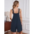 thumbnail image 7 of Chiclily Women's Casual Overalls Shorts, Loose Button Adjustable Straps Jumpsuits with Pockets, Navy Blue Summer Boho Wide Leg RompersSize 2XL, 7 of 7