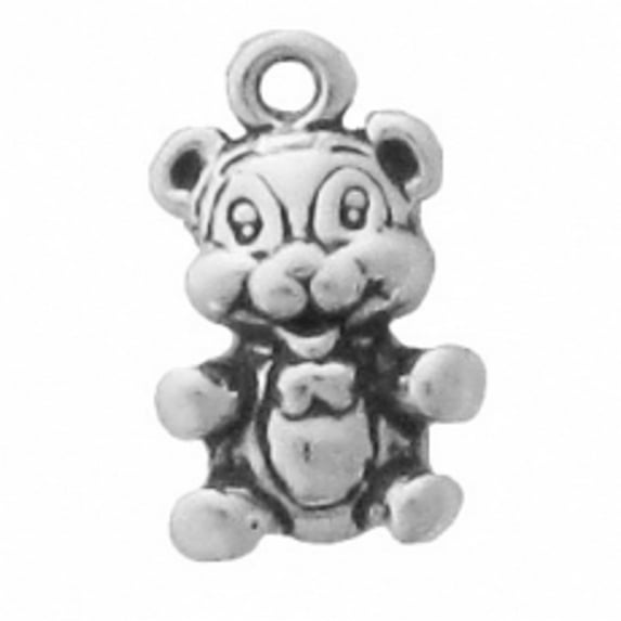 Sterling Silver 16" .8mm Box Chain 3D Mini Teddy Bear Bowtie Pendant Necklace
