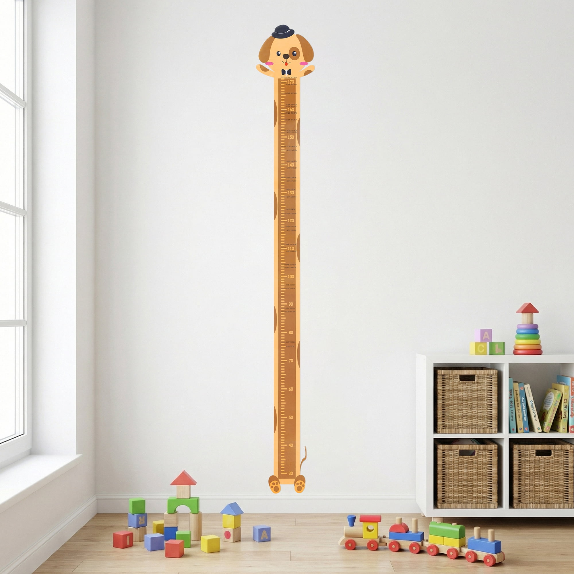 Unique Bargains Cartoon Animals Height Chart Sticker Tan 66.1" x 8.3"