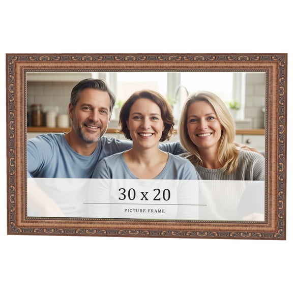 30x20 Frame Gold Solid Wood Picture Frame Width 1.25 Inches | Interior Frame Depth 0.375 Inches |