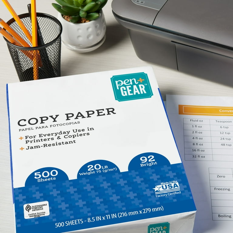Basics Multipurpose Copy Printer Paper, 20 Pound, White, 96  Brightness, 8.5 x 11 Inch, 1 Ream , 500 Sheets Total