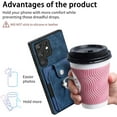 thumbnail image 5 of Retro Durable Leather Phone Case for Samsung Galaxy S20 S10 E S9 S8 Ultra Plus FE Adjustable Finger Ring Holder Card Slots Lens Protector Back Cover(Purple,S8 Plus), 5 of 8