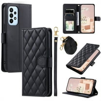 ELEHOLD for Samsung Galaxy A32 5G Wallet Crossbody Case PU Leather Cover with Card Slots Magnetic Clasp Kickstand Detachable Wriststrap Shoulder Strap Flip Shockpoof Cover,black