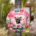 thumbnail image 4 of Hello Valentine’s Day French Bulldog Flower Crown Romantic Pink Floral Round Wood Sign Dog Lover Gifts Hanging Wall Home Decor - 00031, 4 of 5