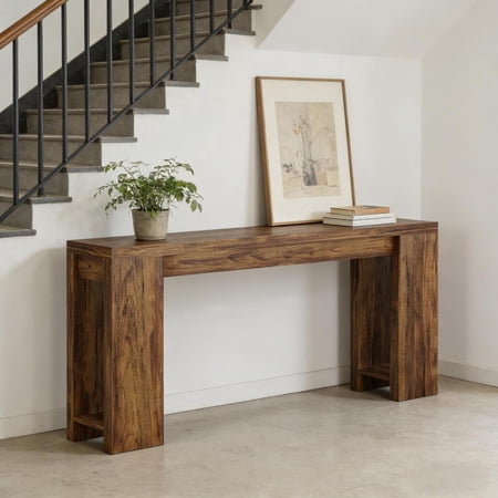 Toauuo 70.9" Farmhouse Wood Entryway Console Table - Side/Sofa Table, 300LBS Weight Capacity, Premium E1 Particleboard, Thickened Frame, Space-Saving, Easy Assembly