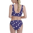 thumbnail image 3 of Picia Astronaut Rabbit Women's High Waisted Bikini Scoop Neck Swimsuit Two Pieces Bathing Suit-Small, 3 of 8