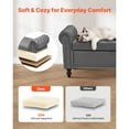thumbnail image 5 of KFFKFF 65.4" Leather Ottoman Bench with Storage, Button-Tufted Rolled Arm Bench with Wooden Legs, Holds 400 Lbs, Modern Shoe Bench Seat for Entryway, Gray, 5 of 9