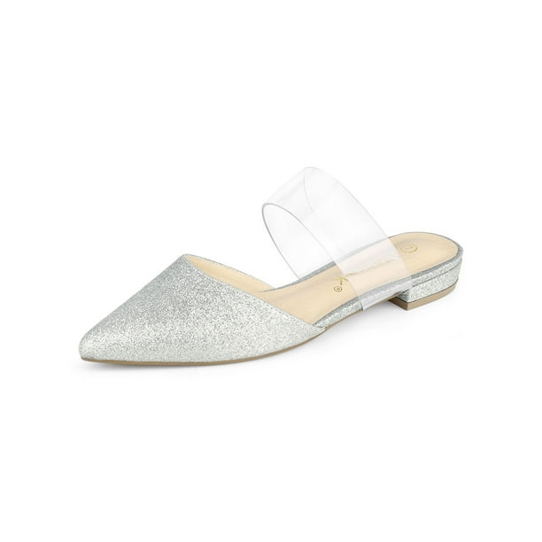 glitter flat mules