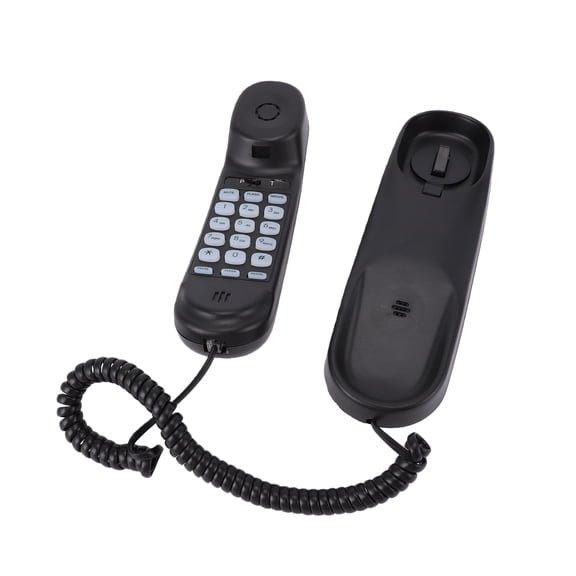 Slimline Wall-Mountable Basic Corded Telephone No AC Power Required Black