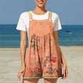 thumbnail image 2 of DDAPJ pyju Rompers for Women 2025 Trendy Boho Floral Shorts Jumpsuits Summer Casual Loose Sleeveless Bib Overalls Wide Leg Short Romper with Pockets Orange XL, 2 of 4