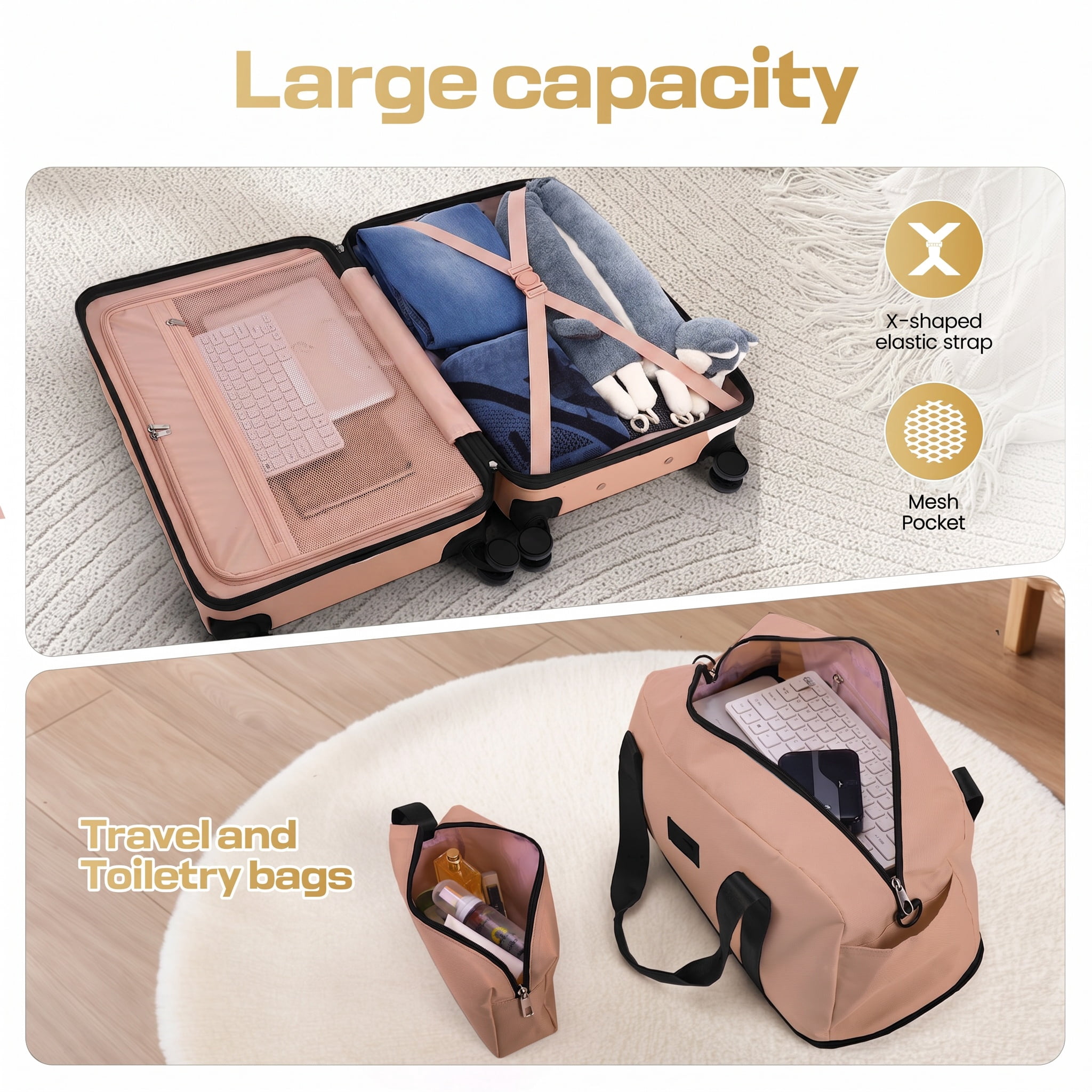 HOTEEL 3 Piece Carry On Luggage Sets,Lightweight Travel Suitcase Set with TSA Lock & Spinner Wheels