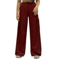 thumbnail image 2 of ZHUGeLI Cargo Pants Women High Waisted Casual Wide Leg Womens Cargo Pants Baggy Y2K Cargos Pants with Pockets, 2 of 5