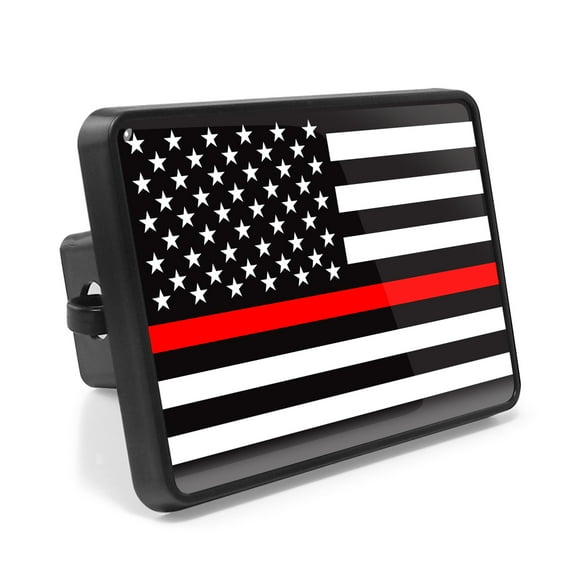 American Flag Thin Red Line (Firefighters) UV Graphic Metal Face-Plate on ABS Plastic 2 inch Tow Hitch Cover