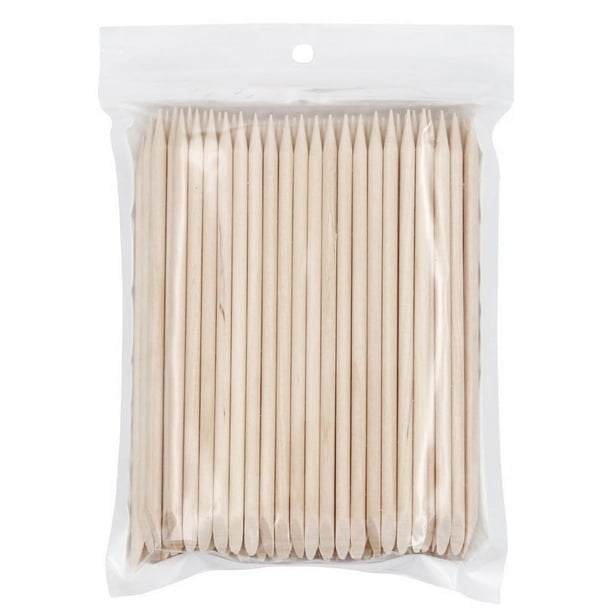 Herramientas para uñas Palitos de naranja Palitos de madera Piel muerta Empujador Palitos de naranja de doble cabeza de 11,4 cm 100 bolsas Palitos de punta para taladro