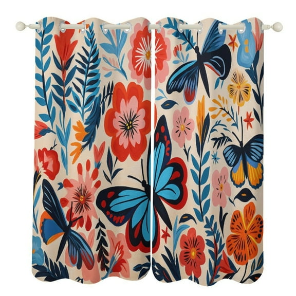 Watercolor Butterfly Blackout Curtains for Bedroom Curtains Insulated Room Darkening Window Drapes for Living Room