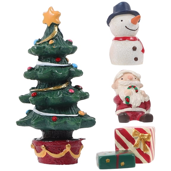Gymnture christmas 4 Christmas Resin Figurines Miniature Fairy Garden Decor