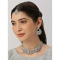 thumbnail image 2 of PARSHWA CREATIONS Silver Rhinestone Choker Necklace, Earrings, Tikka Set, 2 of 5