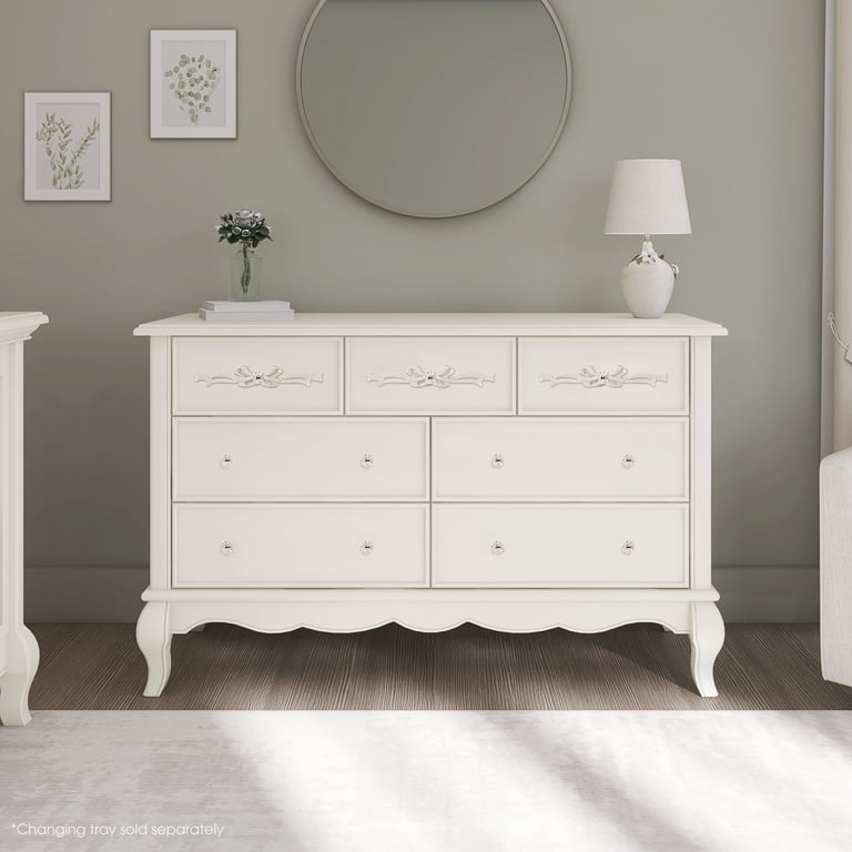 evolur aurora dresser ivory lace Evolur Aurora 7-Drawer Double Dresser in Ivory Lace, Spacious Drawers