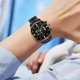 thumbnail image 5 of Reloj de cuarzo de moda para hombre, diseño calado, caja de aleación, correa de cuero, reloj de pulsera informal de negocios, reloj de aleación., 5 of 6