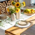 thumbnail image 4 of Green Eucalyptus Leaves Round 13 Inch Placemats Set of 6, Weeping Spring Botanical Summer HeatResistant Non Slip Place Mats for Dining Table, Wipeable Braided Kitchen Table Mats for Housewarming, 4 of 9