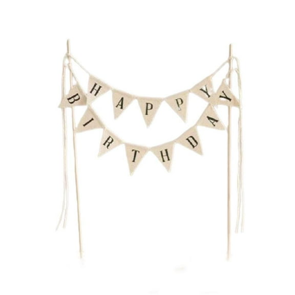 Happy Birthday Cake Topper Bunting for Party Decorations, Wood and Paper Material, 20x16cm Size, Vivid Design for Graduation and Celebrations, Easy to Use on Cakes
