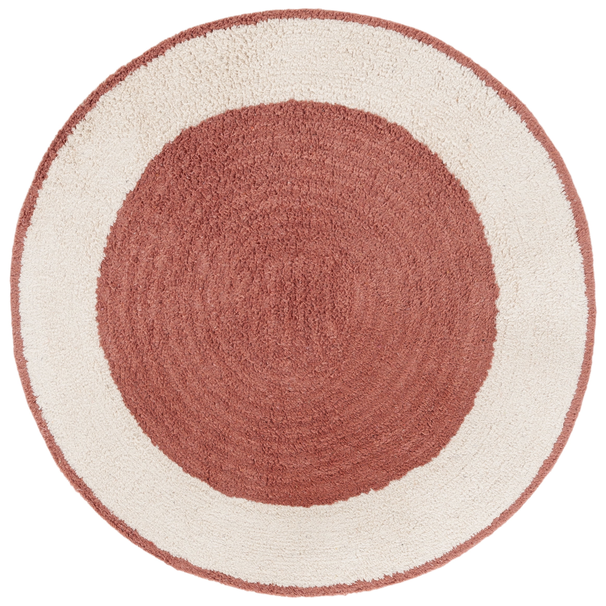 Safavieh Easy Care Anselmo Bordered Area Rug, Ivory/Rust, 3' x 3' Round