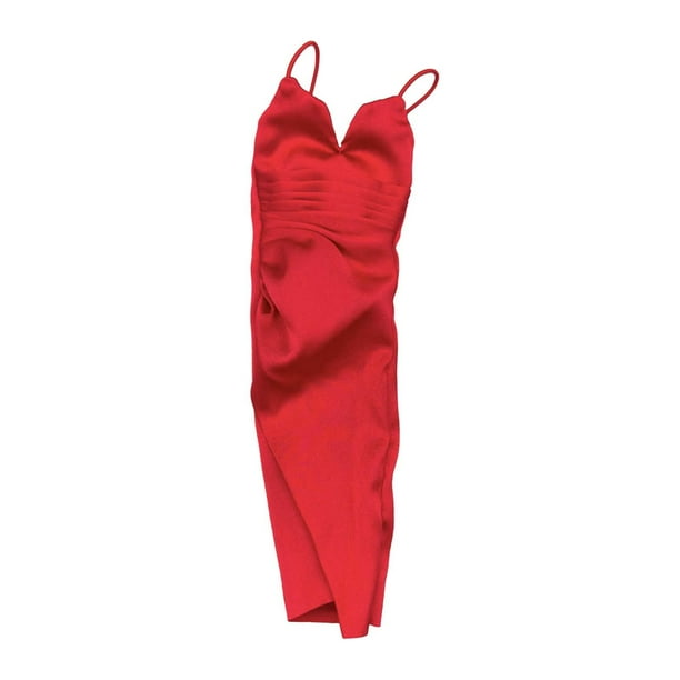Minivestido de club para mujer, escala 1/6, traje de cosplay de color sólido con abertura alta Rojo oscuro