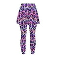 thumbnail image 4 of SCRAWLGOD Trendy Women's Yoga Tennis Skirted Leggings Polyester Spandex Soft Running Clothing Breathable Elastic Active Skorts for Dressy Casual, Leopard Print Black Violet Stripe, L, 4 of 7
