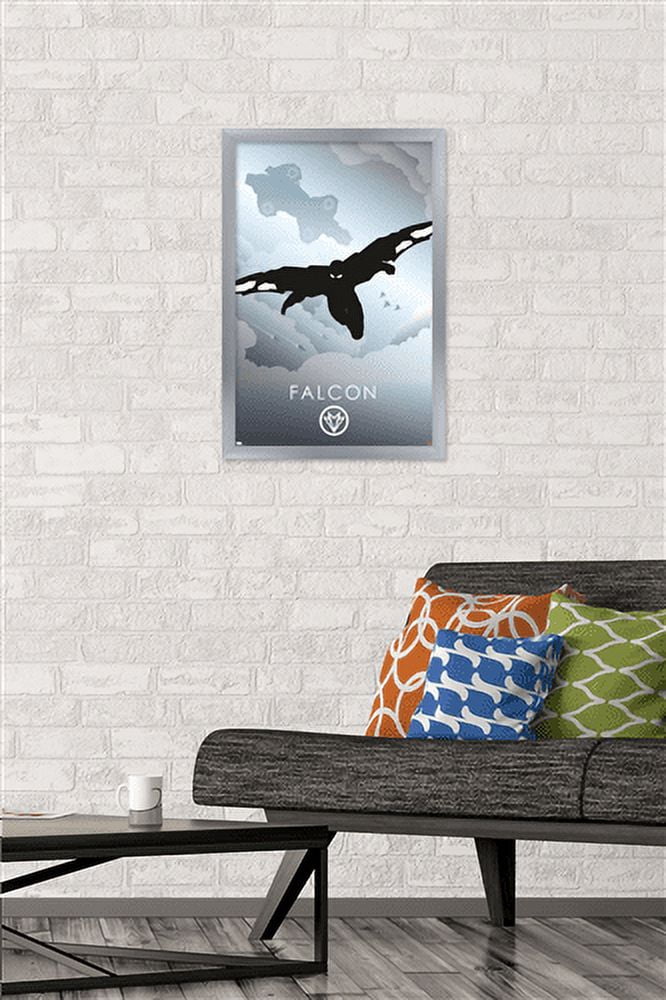 Marvel Heroic Silhouette - Falcon Wall Poster, 14.725" x 22.375", Framed
