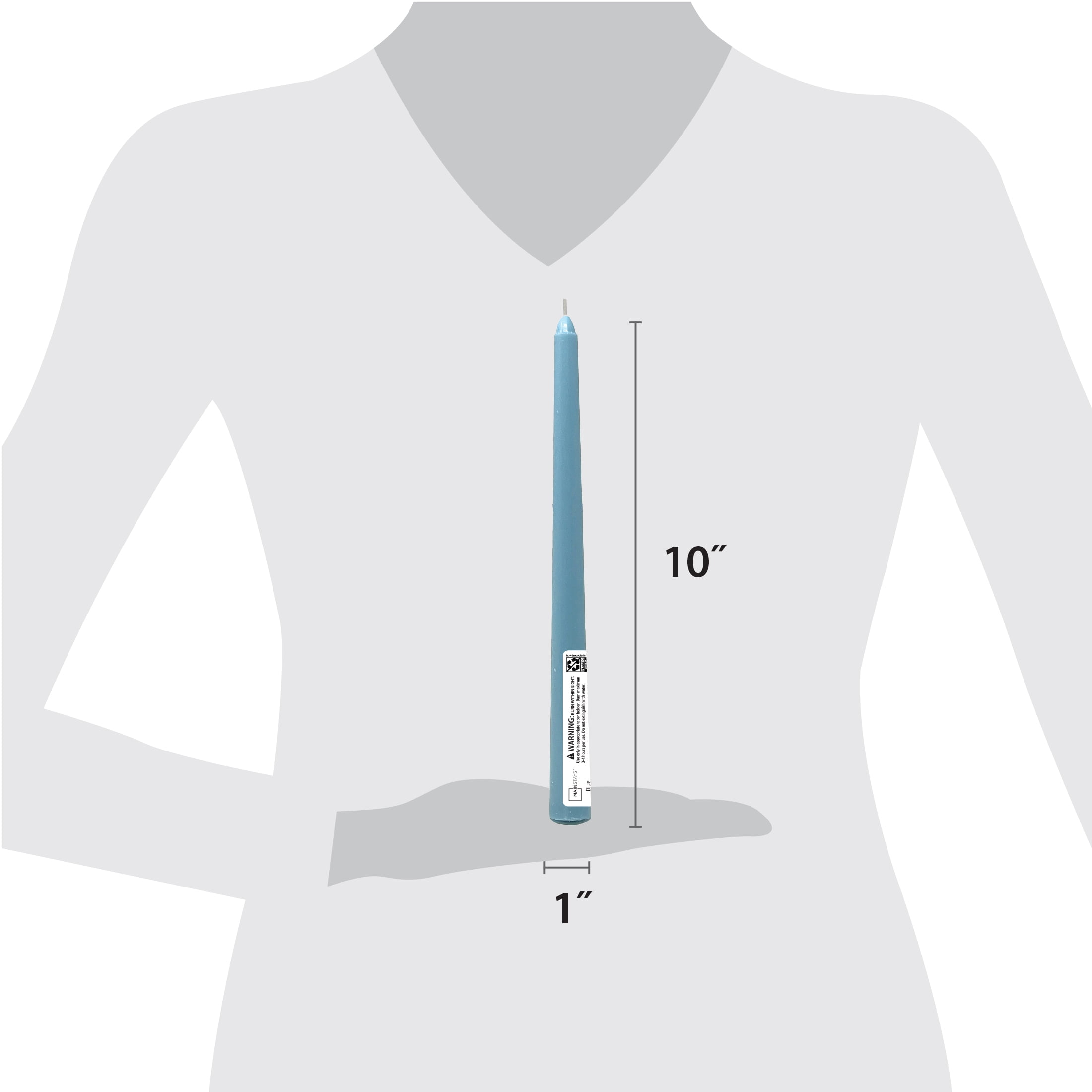 Mainstays Paraffin Wax 10" Taper Candle, Unscented, Blue