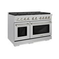 thumbnail image 3 of ZLINE 48 in. 6.7 cu. ft. Paramount Double Oven Dual Fuel Range with 8 Burner Gas Cooktop in DuraSnow Stainless Steel (SDRS-48), 3 of 8