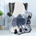 thumbnail image 4 of Moose Soft Flannel Fleece Throw Blanket, Forest Design Abstract Woods North American Wild Animals Deer Hare Elk Trees, Cozy Plush for Indoor and Outdoor Use, 50" x 60", Black White Grey, by Ambesonne, 4 of 5
