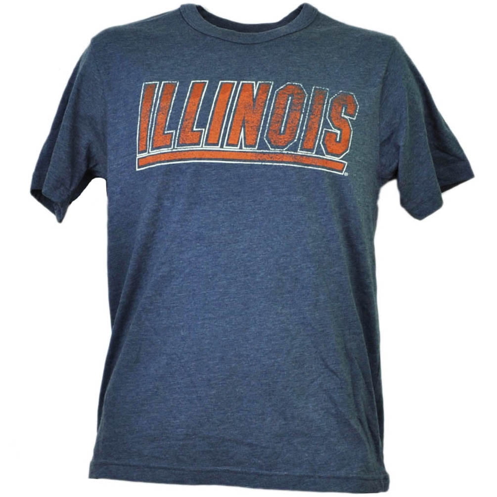 NCAA Illinois Fighting Illini Navy Blue Tshirt Tee Mens Adult Short
