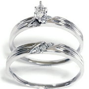 Pompeii 1/4ct Marquise Pave Diamond Ring Set 14K White Gold (G/H,I2)