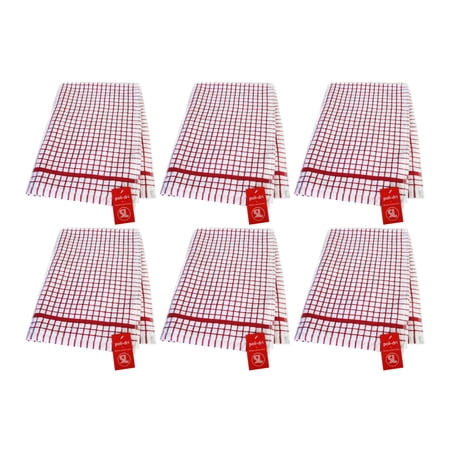 Poli-Dri Cotton Tea Towel Red 6-Pack