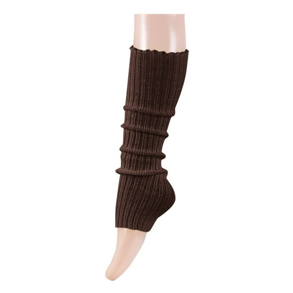 Luxalzxs Women's Pleated Solid Color Leg Warmers Medium Length Woolen Knitted Sock Sleeves