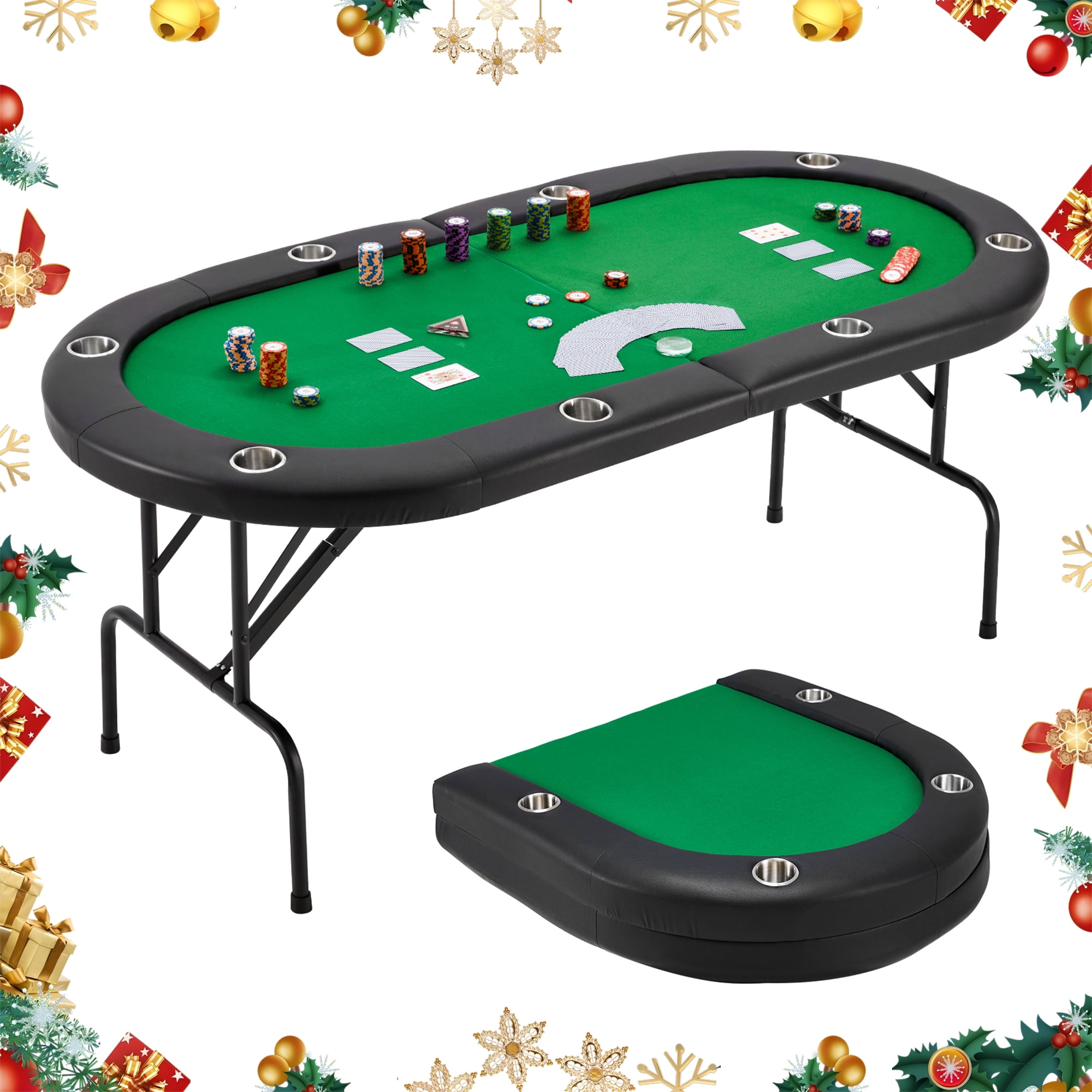 Rioloiuy 8 Player Poker Table, Foldable with Casino Grade Felt