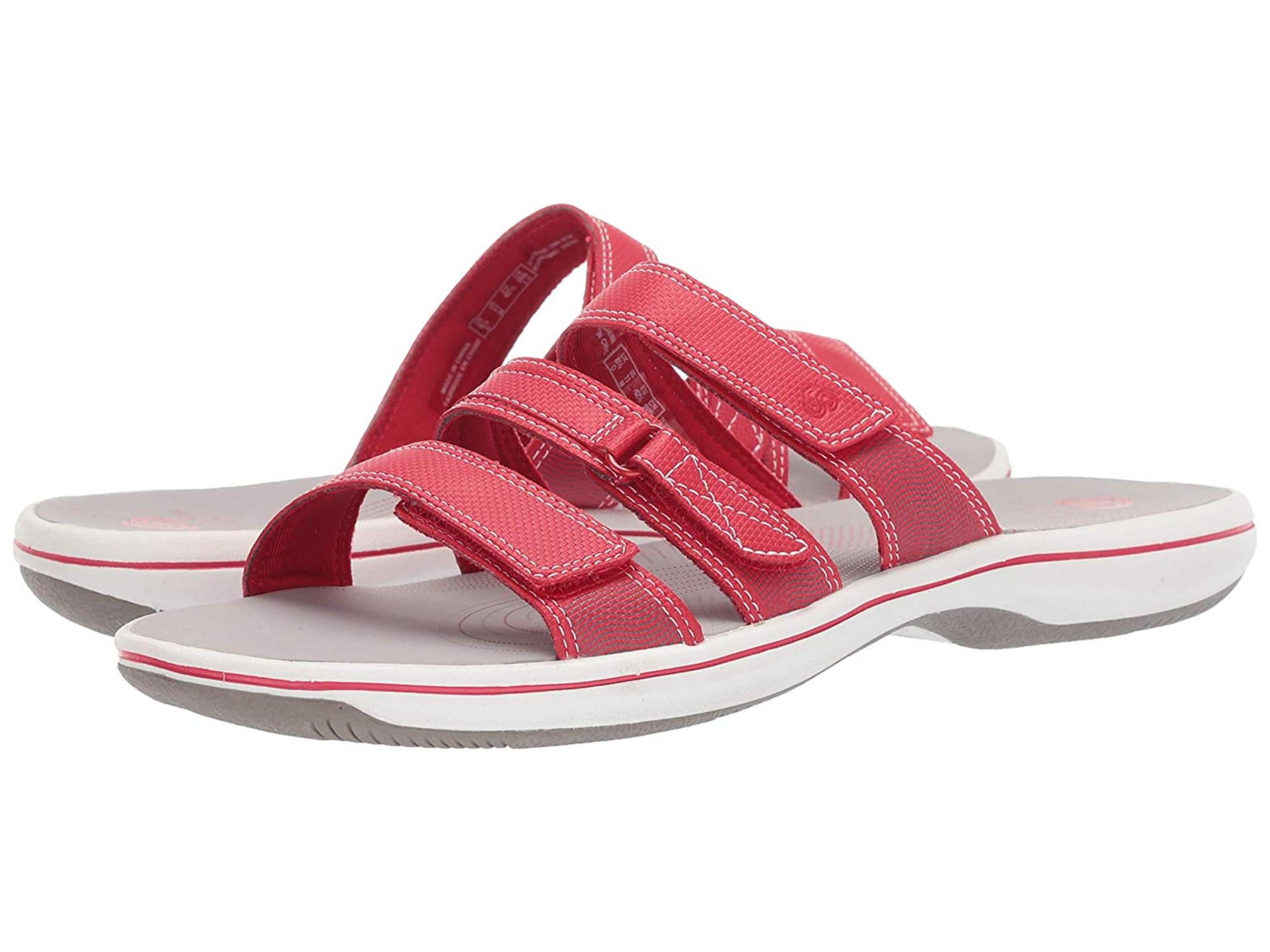 Clarks Womens Brinkley Coast Peep Toe Casual Slide Sandals - Walmart.com