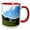 Red/White, variant on 3drose, a Miniature Looking Chapel in Pine Valley Utah with Blue Sky, 11oz Two-tone Red Mug