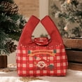 thumbnail image 4 of Canvas Christmas Gift Bag with Handles, Cloth Tote Bag for Holiday Gift Wrapping and Storage, Reusable Festive Party Favor Bag for Small Presents(Red), 4 of 6