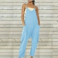 thumbnail image 2 of Jumpsuits for Women Casual V Neck Baggy Rompers Sleeveless Adjustable Spaghetti Strap Overalls with Pockets Clearance Summer Savings Cheap Deals, 2 of 5