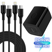 USB C Block,AILKIN PD 40W USB C Wall Charger Block with 2PACK Usb C to Charging Cables 3ft,Type C Block,USB C Brick Charging Cube for Android Charger Type C Fast Charger Block,Black