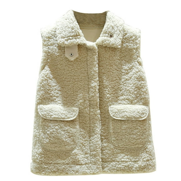 EeaseMX 1 chaleco de forro polar para mujer, sin mangas, para otoño e invierno, abrigo de piel sintética