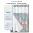 thumbnail image 2 of No Hook Cloth Fabric Shower Curtain with Snap in Liner, Pink Flowers Waterproof Shower Curtains Set with See Through Top Window, Vintage Blue Farmhouse Country Floral Bath Curtains Shower 66"x72", 2 of 6