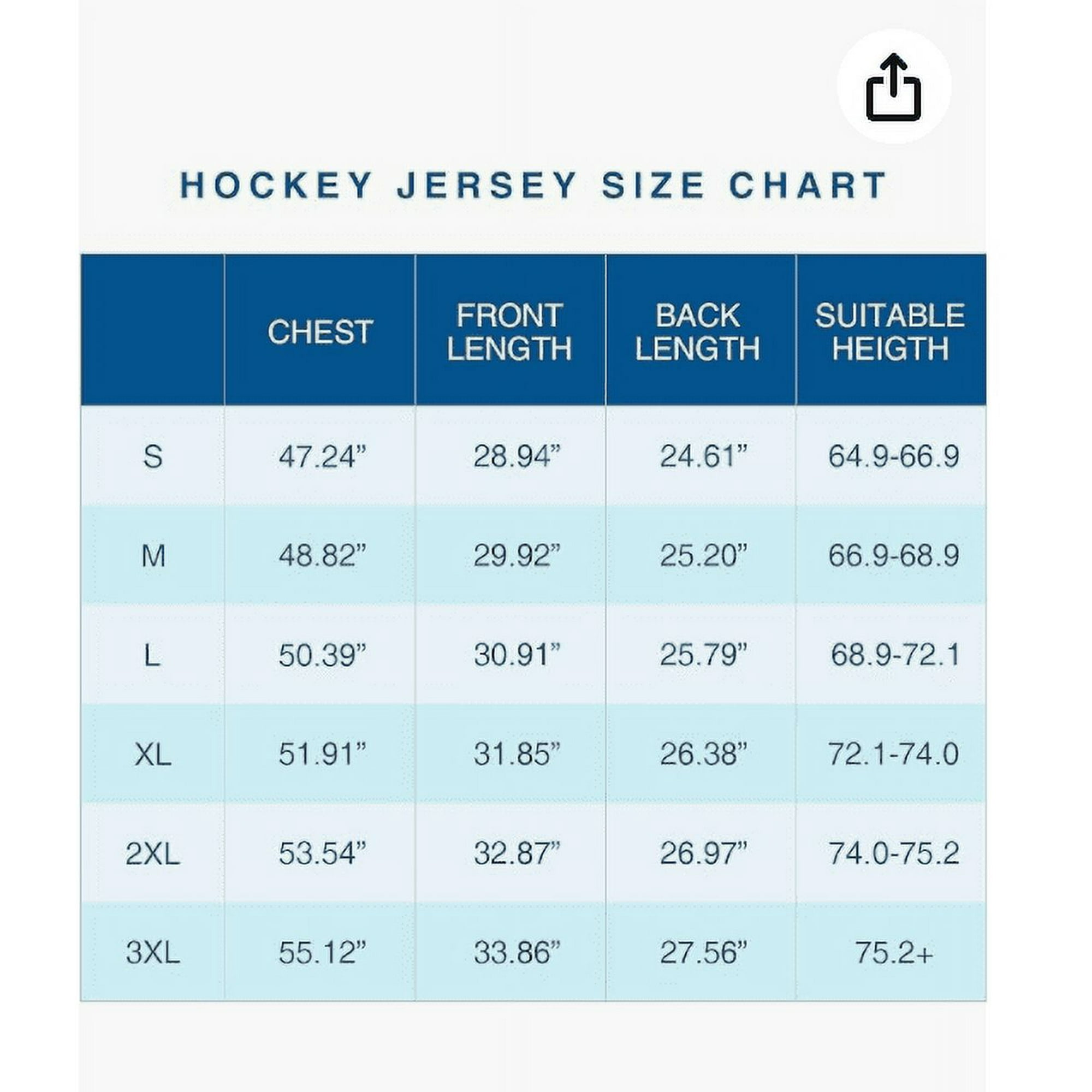 Jersey Size Chart Reebok Ice Hockey Jersey Ccm Reebok Nhl Jerseys