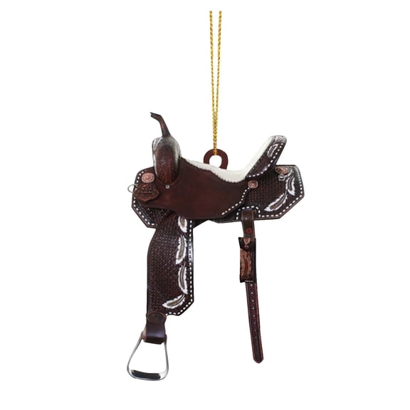 Rkxzt Holiday Ornaments Flat Western Saddle Cowboy Pendant Car Rearview Mirror Ornament Acrylic 1-Pack 3 Inch Christmas Tree Decor Home Decor|Plastic