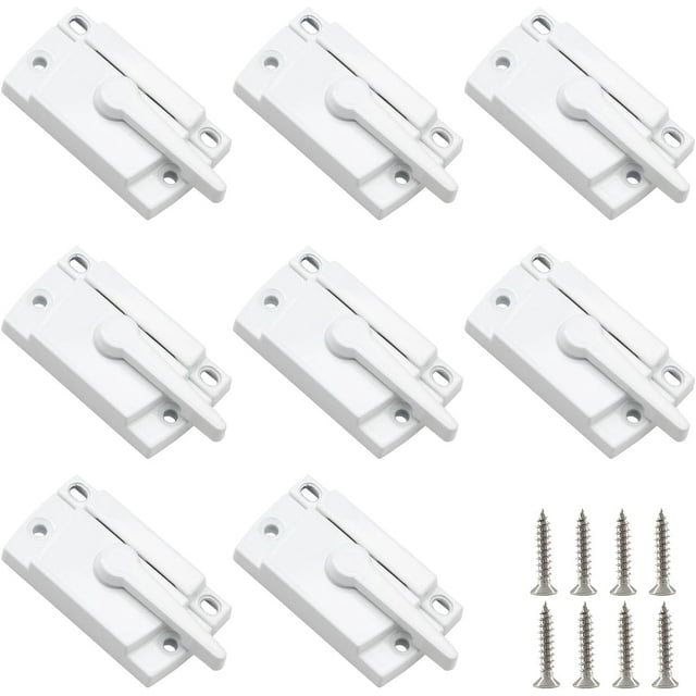 HUGFEGWE Sliding Window Sash Locks 8 Pack Cam Sash Locks for Double Hung Window Latch Lock for Vertical and Horizontal Sliding Windows, White CJB91-55671